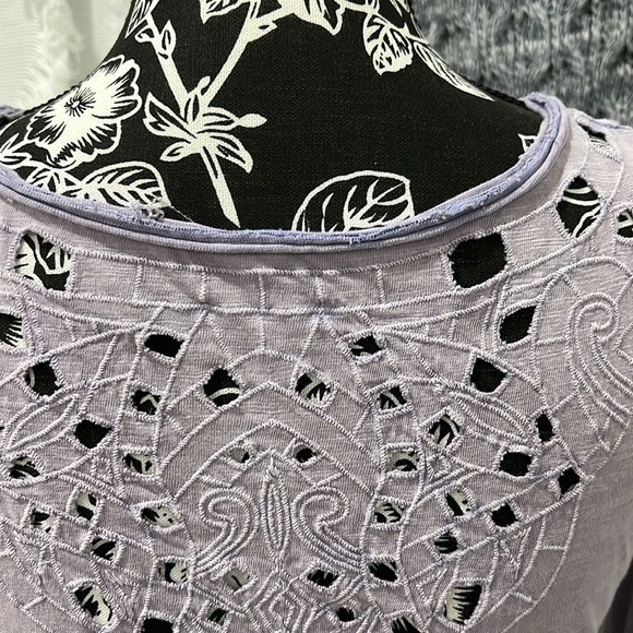 Free People Luna Grace Lavender Eyelet Henley Long Sleeve Top Purple Size Small - Picture 6 of 11